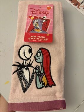 Disney Pink Hand Towel with Jack Skellington & Sally Embroidery